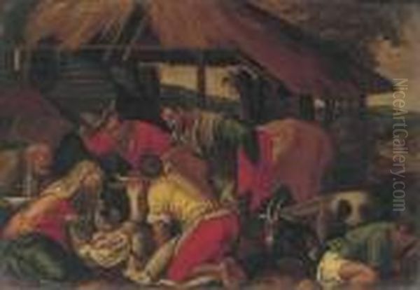 The Adoration Of The Shepherds Oil Painting by Jacopo Bassano (Jacopo da Ponte)