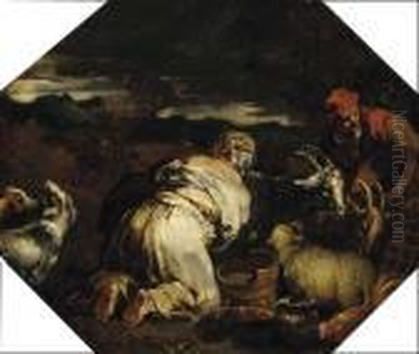 Fermiers Et Leurs Animaux Oil Painting by Jacopo Bassano (Jacopo da Ponte)