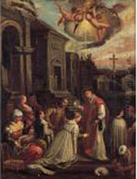 Battesimo Di Santa Lucilla Oil Painting by Jacopo Bassano (Jacopo da Ponte)