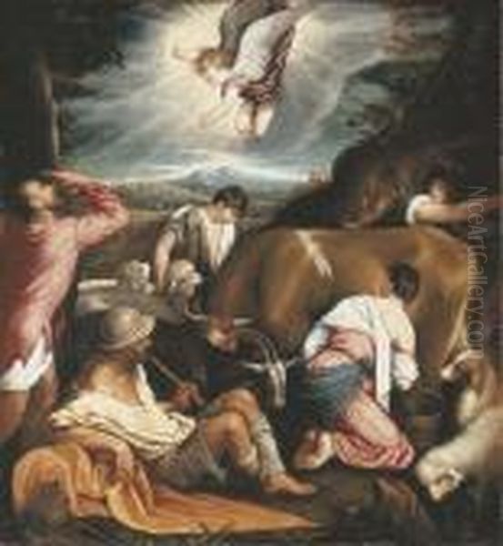 The Annunciation To The Shepherds Oil Painting by Jacopo Bassano (Jacopo da Ponte)