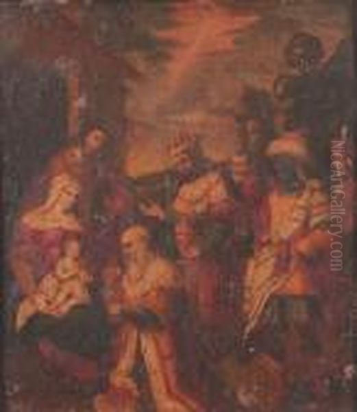 The Adoration Of The Magi Oil Painting by Jacopo Bassano (Jacopo da Ponte)