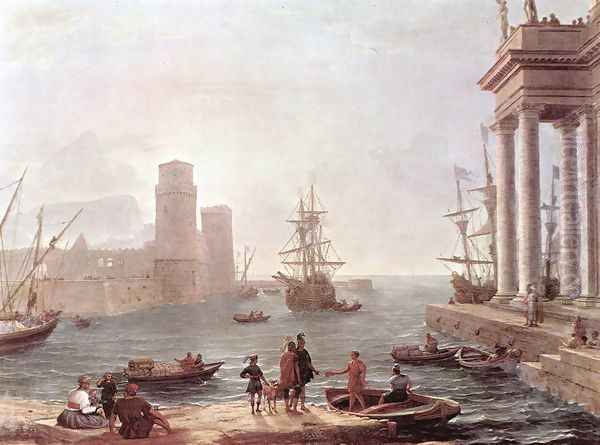 Port Scene with the Departure of Ulysses from the Land of the Feaci 1646 Oil Painting by Claude Lorrain (Gellee)