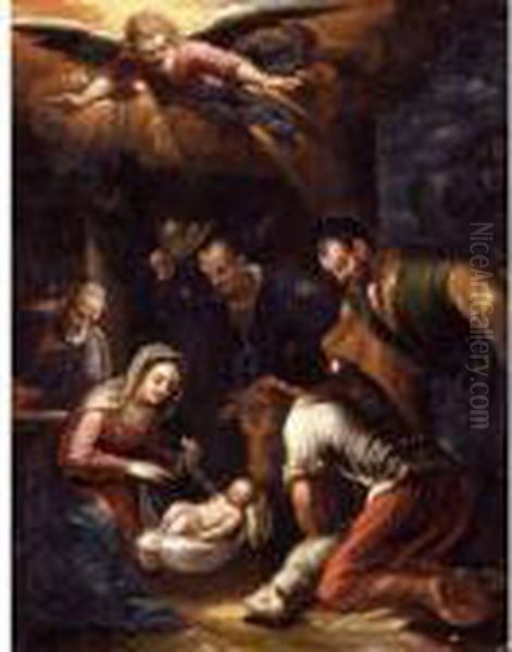 The Adoration Of The Shepherds Oil Painting by Jacopo Bassano (Jacopo da Ponte)