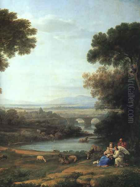 Landscape with the Rest on the Flight into Egypt (detail) 1666 Oil Painting by Claude Lorrain (Gellee)