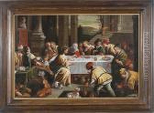 Le Nozze Di Cana Oil Painting by Leandro Bassano