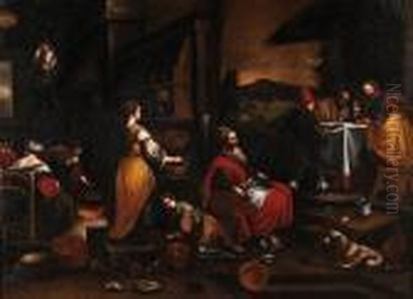 La Cena Di Emmaus Oil Painting by Leandro Bassano