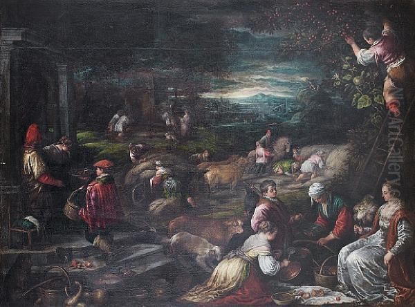 An Allegory Of Summer Oil Painting by Leandro Bassano