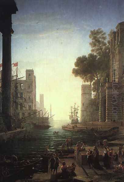 Landscape with the Embarkation of Saint Paula Romana at Ostia 1639 Oil Painting by Claude Lorrain (Gellee)