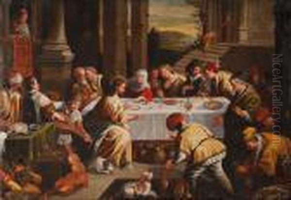 Le Nozze Di Cana Oil Painting by Leandro Bassano