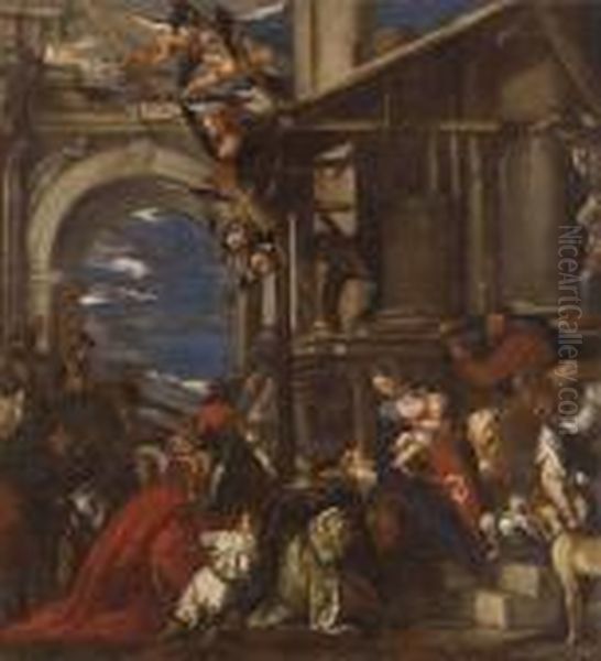 Adorazione Dei Magi Oil Painting by Leandro Bassano