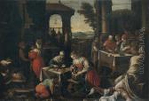 Lazare Et Le Mauvais Riche Oil Painting by Leandro Bassano