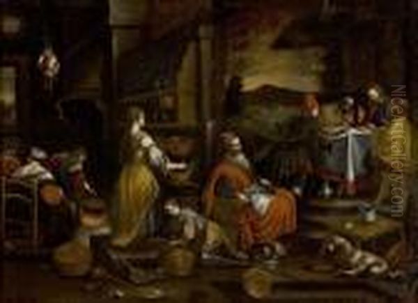 Cena In Emmaus Oil Painting by Leandro Bassano