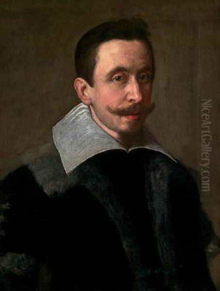 Ritratto Di Uomo Vestito Di Nero Con Largo Colletto Bianco Oil Painting by Leandro Bassano