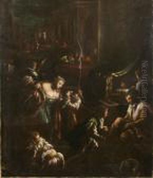 Scena D'interno Oil Painting by Leandro Bassano