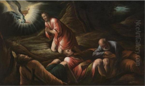 The Agony In The Garden Oil Painting by Leandro Bassano