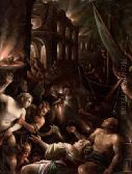 Hell Oil Painting by Leandro Bassano