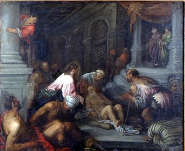 Le Christ Et Le Paralytique Oil Painting by Leandro Bassano