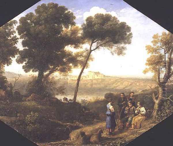 Pastoral landscape with a view of Lake Albano and Castel Gondolfo, 1639 Oil Painting by Claude Lorrain (Gellee)