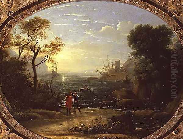 Coastal Landscape at Sunset Oil Painting by Claude Lorrain (Gellee)