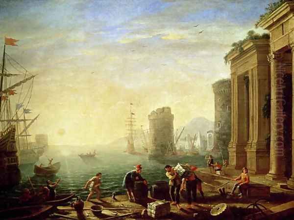 Morning at the Port, 1640 Oil Painting by Claude Lorrain (Gellee)