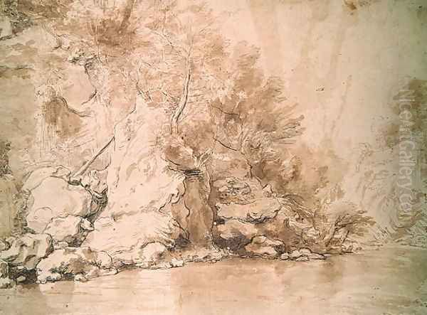 A Study for a landscape Oil Painting by Claude Lorrain (Gellee)