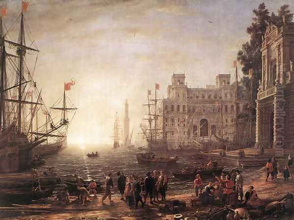 Port Scene with the Villa Medici 1637 Oil Painting by Claude Lorrain (Gellee)