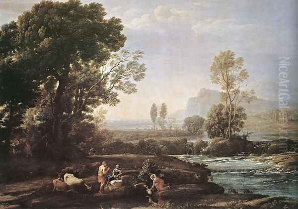 Landscape with Rest in Flight to Egypt 1647 Oil Painting by Claude Lorrain (Gellee)