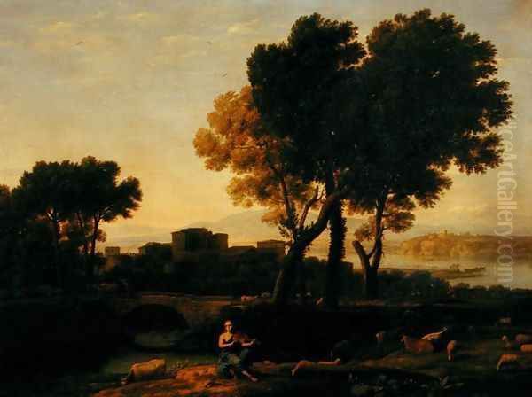 Landscape with Apollo guarding the Cattle of Admetus and Mercury stealing them Oil Painting by Claude Lorrain (Gellee)