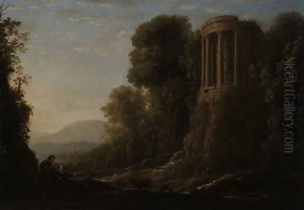 River Landscape with Tiburtine Temple at Tivoli, c.1635 Oil Painting by Claude Lorrain (Gellee)