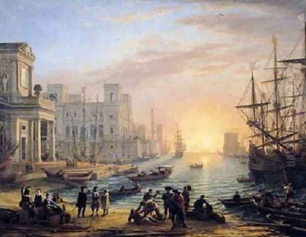 Seaport at Sunset Oil Painting by Claude Lorrain (Gellee)