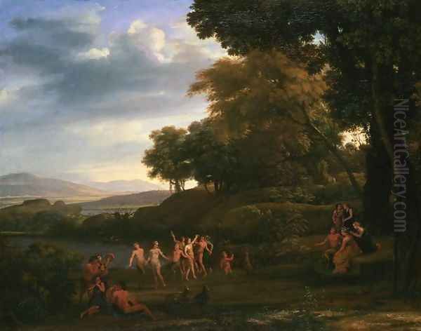 Landscape with Dancing Satyrs and Nymphs Oil Painting by Claude Lorrain (Gellee)