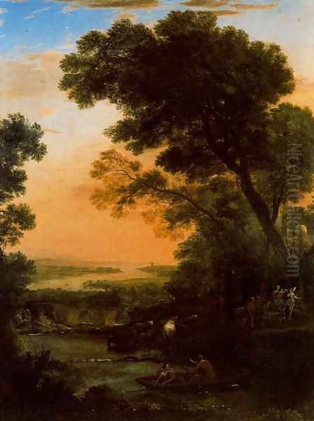 Idyllic landscape with the flight into Egypt Oil Painting by Claude Lorrain (Gellee)