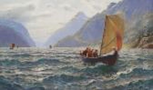 Heitere Segelpartie In Norwegischem Fjord Oil Painting by Hans Dahl