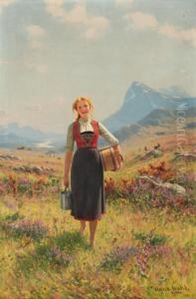 Summer In The Mountains, Norway Oil Painting by Hans Dahl