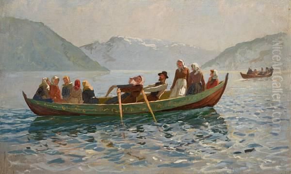 Sommerdag Pa Sognefjorden Oil Painting by Hans Dahl