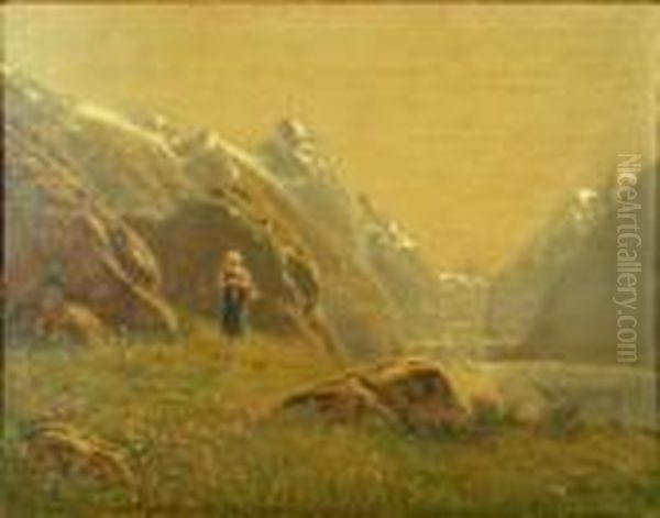 By The Fijord Oil Painting by Hans Dahl