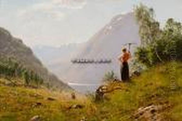 Sommerdag Ved Fjorden Oil Painting by Hans Dahl