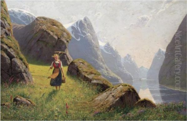 Fra En Norsk Vestlandsfjord (summer In The Fjord) Oil Painting by Hans Dahl