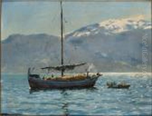 Pa Fjorden Oil Painting by Hans Dahl