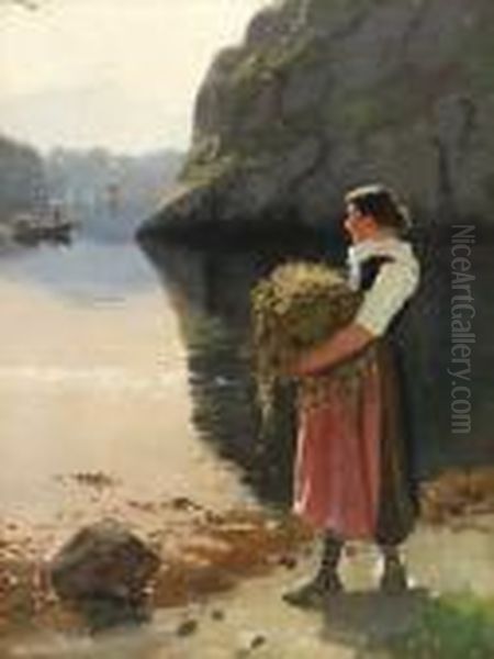 En Varm Sommermorgen Olje Pa Lerret Oil Painting by Hans Dahl