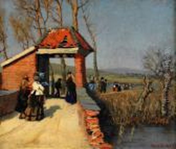 Varpromenad Oil Painting by Hans Dahl