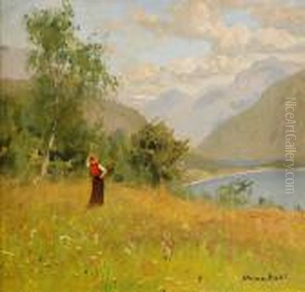 En Solskinsdag Ved Balestrand Oil Painting by Hans Dahl