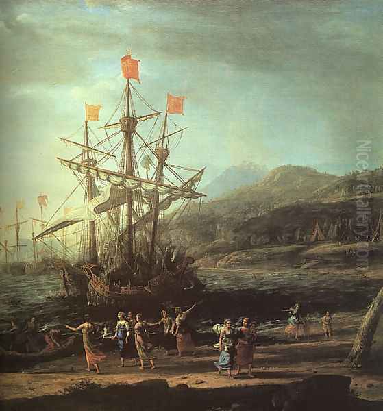 The Trojan Women Setting Fire to their Fleet (detail) Oil Painting by Claude Lorrain (Gellee)