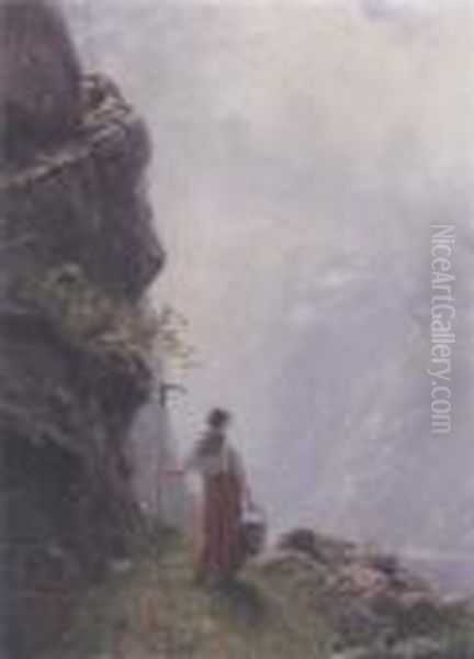 Glimpse Of The Naro Fjord Oil Painting by Hans Dahl