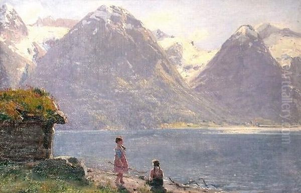 To Smapiker Ved Strynsvannet Oil Painting by Hans Dahl