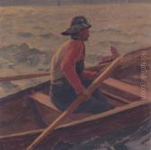 Rower Oil Painting by Hans Dahl