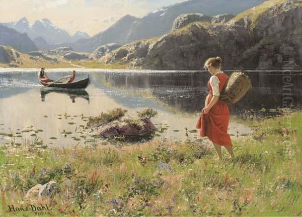 A Summer's Afternoon On The Lake Oil Painting by Hans Dahl