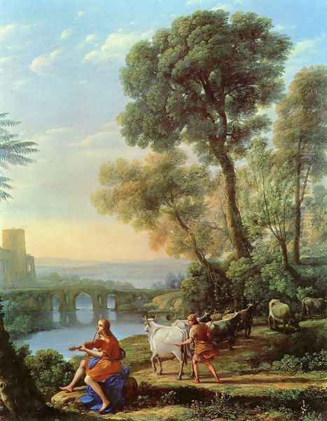 Landscape with Apollo and Mercury Oil Painting by Claude Lorrain (Gellee)