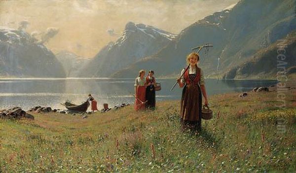 A Summer's Day Oil Painting by Hans Dahl