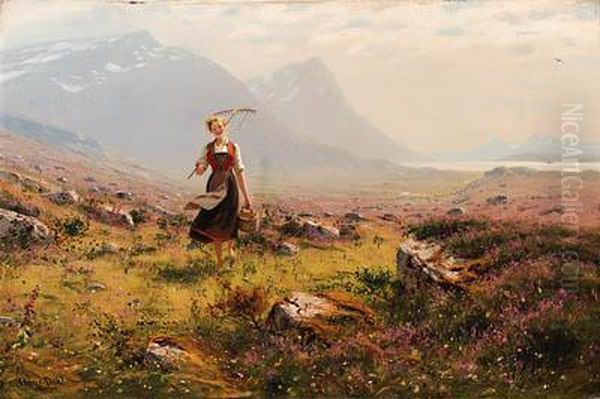 Returning From The Fields Oil Painting by Hans Dahl